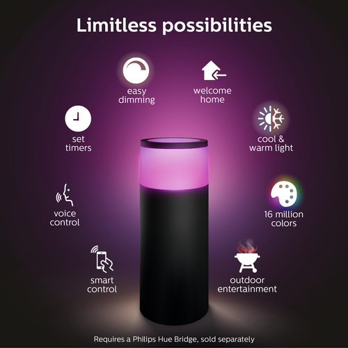 Philips 8W Hue Calla Garden Bollard Smart LED Light Extension Kit with Timer - TheITmart