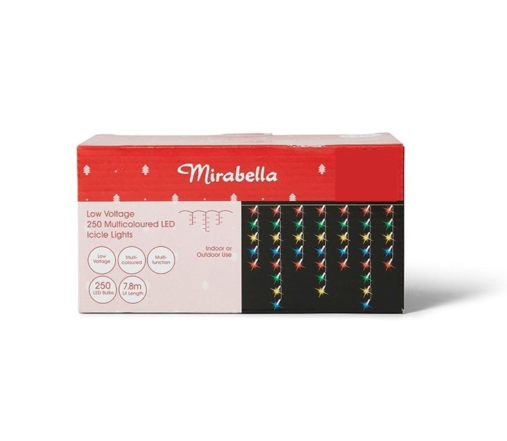Mirabella Christmas 7.8m Low Voltage 250 Icicle Lights - Multicoloured - TheITmart