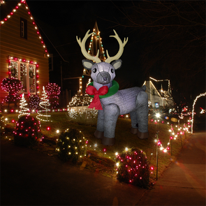 Click 2.4m Festive Furry Light Up Inflatable Reindeer- 3 SMD LED