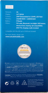 Alcatel 3G 3026 Locked to Voda Phone - Black / Remain Safe