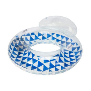 Inflatable Pool Ring Seat with Pillow Back - White & Blue