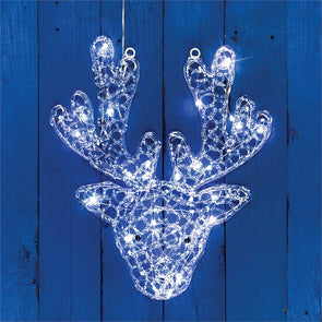 Lytworx 40cm White 30 LED 2D Reindeer Head Light