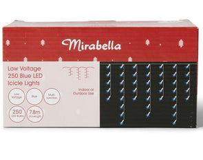 Mirabella Christmas 7.8m Low Voltage 250 Icicle Lights - Blue