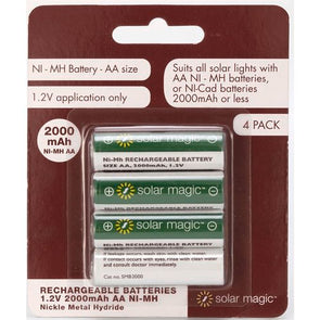 Solar Magic AA 2000maAh Ni-mh Rechargeable Batteries - 4 Pack
