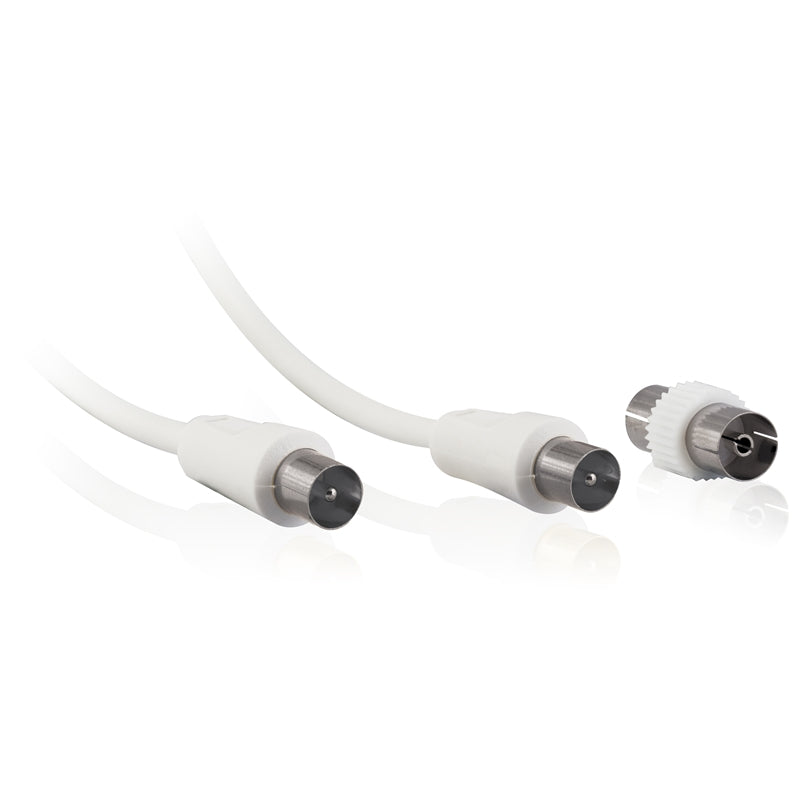 Antsig 1.5m PAL Male to PAL Male Coaxial Cable with Female Adaptor
