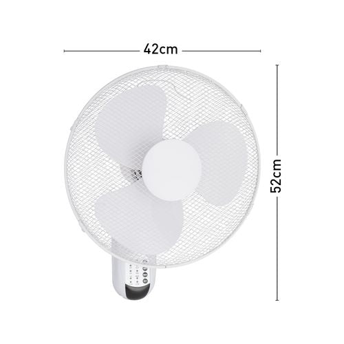 Click 40cm White Remote Controlled Wall Fan