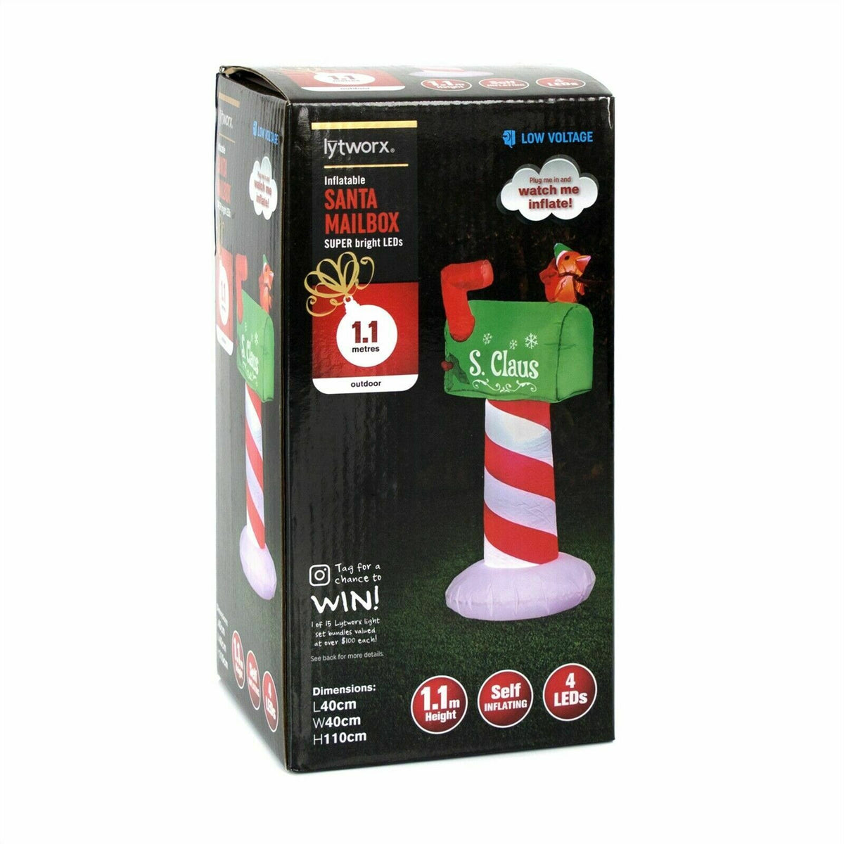 Lytworx 1.1m Inflatable Santa Mailbox Super Bright LEDs