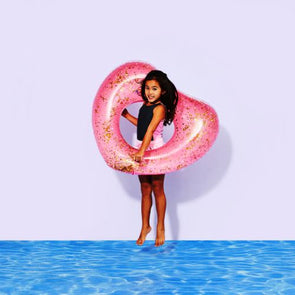 Inflatable Heart Pool Float Ring - Pink