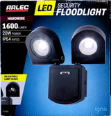 Arlec 20W LED Twin Head Security Flood Light/ Adjustable Lamp Heads - TheITmart