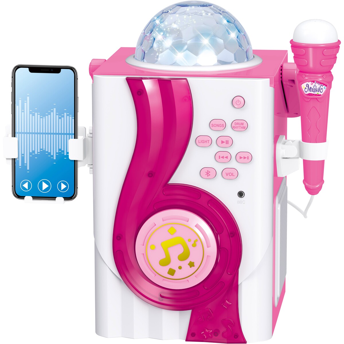 Techxtras Bluetooth Portable Karaoke with Disco Lights - Pink