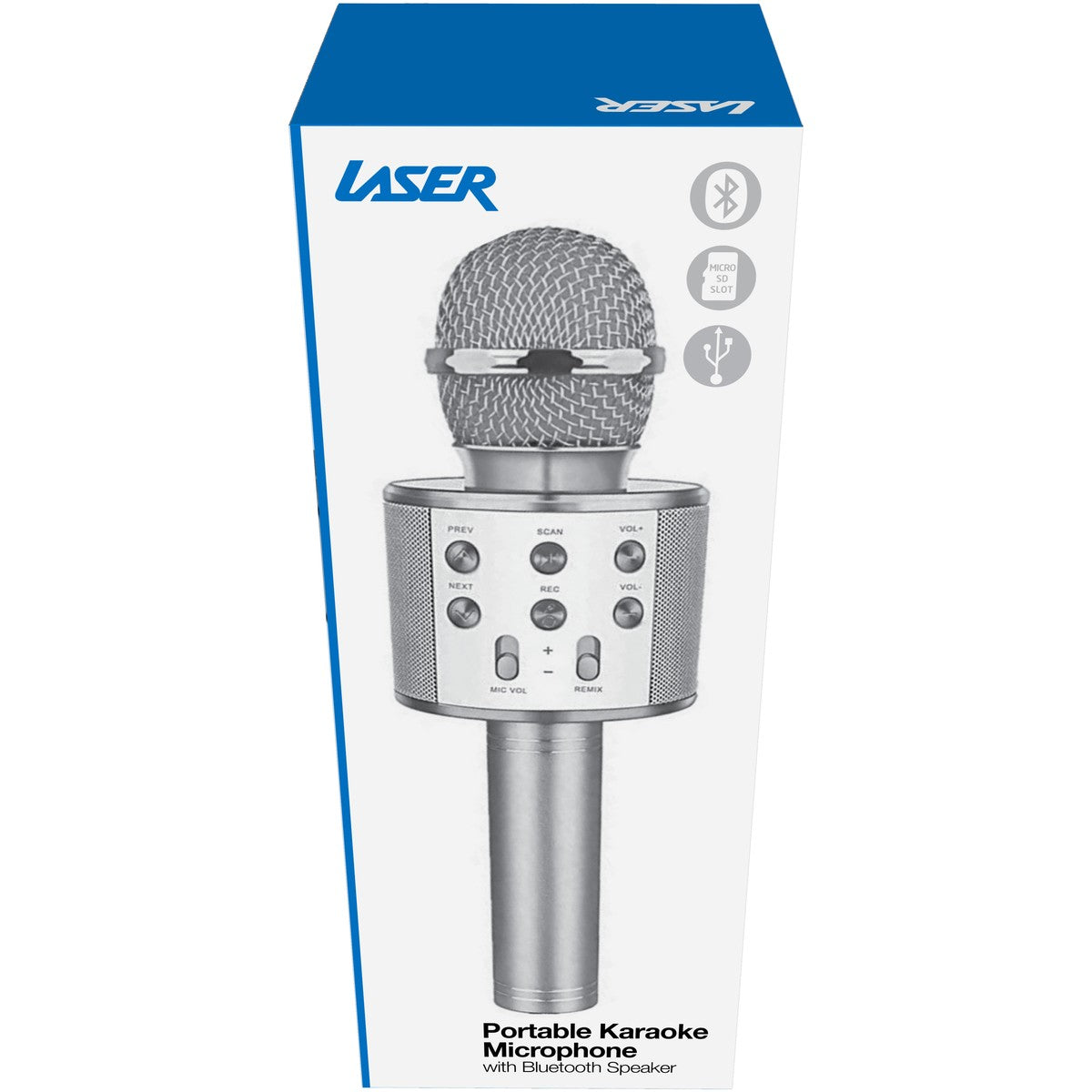 Laser Karaoke LED Microphone - Silver