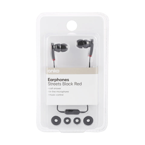 Anko Earphones Streets / Black & Red