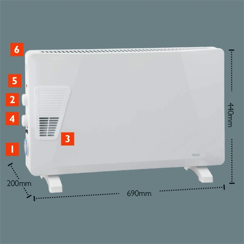 Arlec 2000W Convection Heater with Fan Boost  / Safety Overheat Protection - TheITmart