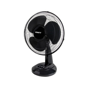 Prinetti Black Desk Fan 30cm / 3 Speed Selection/ Tilt Adjustable Head