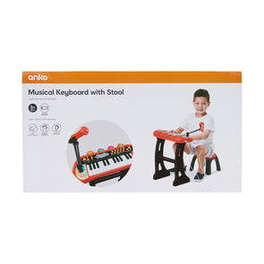 Musical Keyboard with Stool/Red/Ages 3+ Years