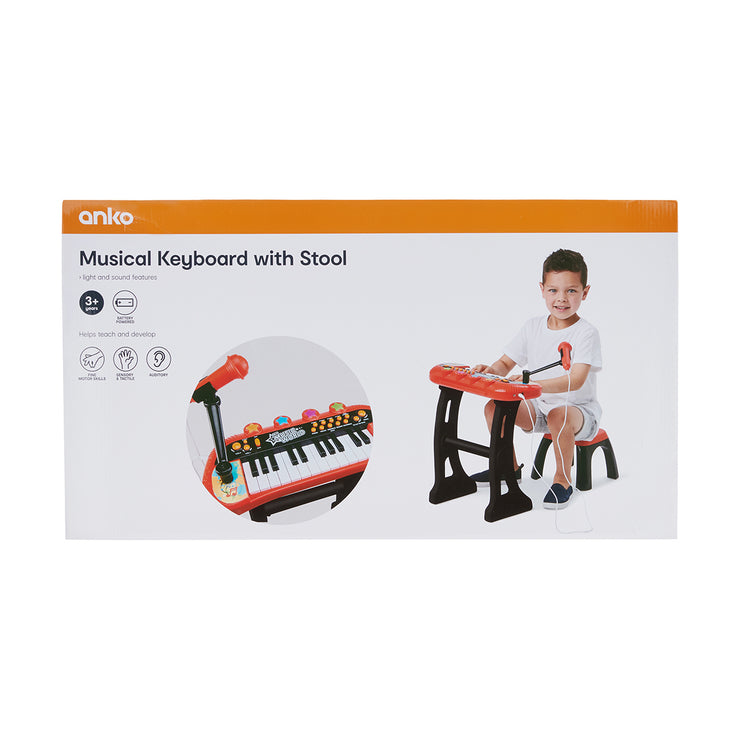 Musical Keyboard with Stool/Red/Ages 3+ Years