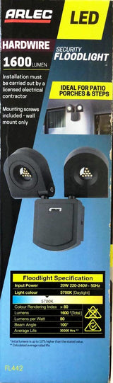 Arlec 20W LED Twin Head Security Flood Light/ Adjustable Lamp Heads - TheITmart