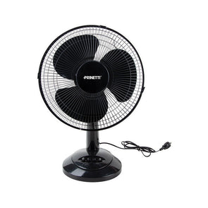 Prinetti Black Desk Fan 30cm / 3 Speed Selection/ Tilt Adjustable Head
