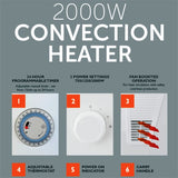 Arlec 2000W Convection Heater with Fan Boost  / Safety Overheat Protection - TheITmart
