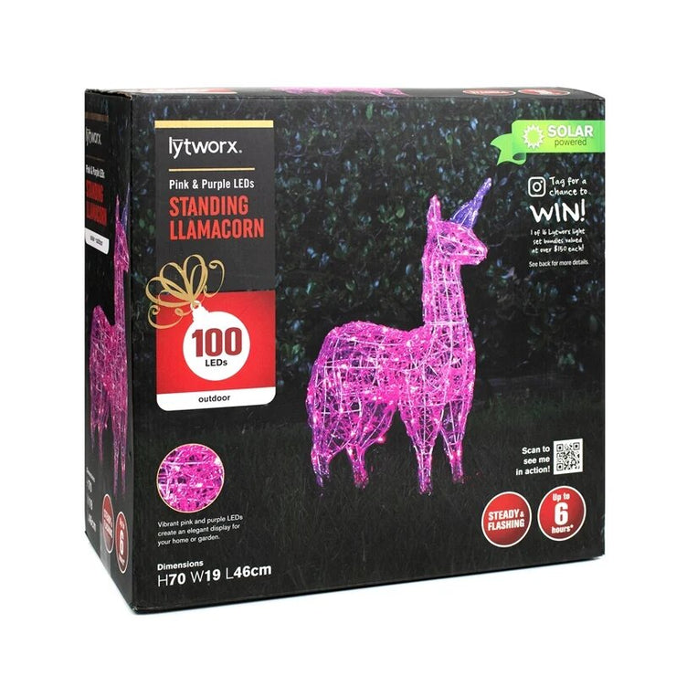 Lytworx 70cm 100 LED Solar Standing Llamacorn