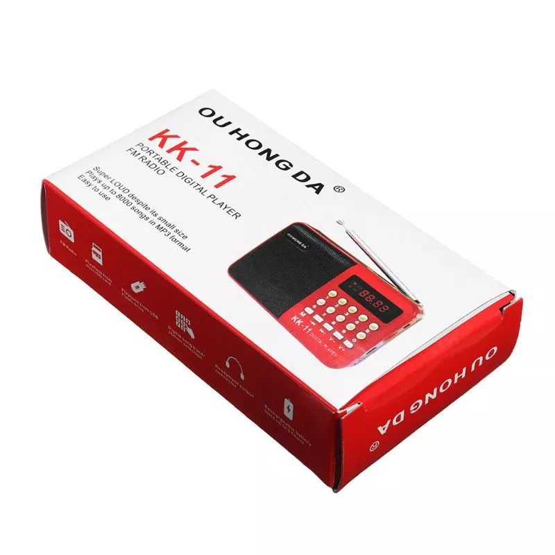 Digital MP3 Player FM Radio USB TF Slot 3W Mini Portable Red