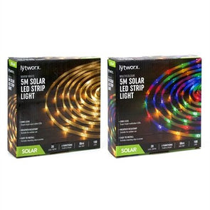 Lytworx 5m Solar LED Strip Light Warm White/Multi-Colour