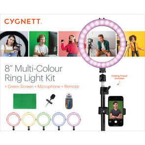 Cygnett RGB Ring Light Kit - Green Screen, Microphone & Remote