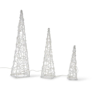Mirabella Christmas Battery operated 40 LED Arcrylic Cone 3 Piece Set