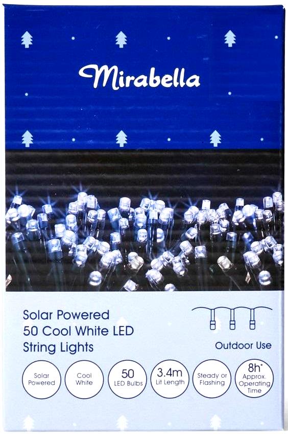 Mirabella Christmas Solar Powered 50 LED String Lights - White - TheITmart