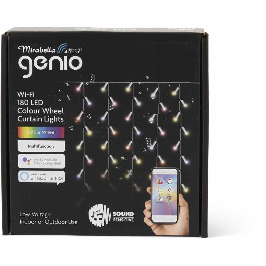 Mirabella Christmas Genio Wi-Fi 180 LED Colour Wheel Curtain Lights - TheITmart