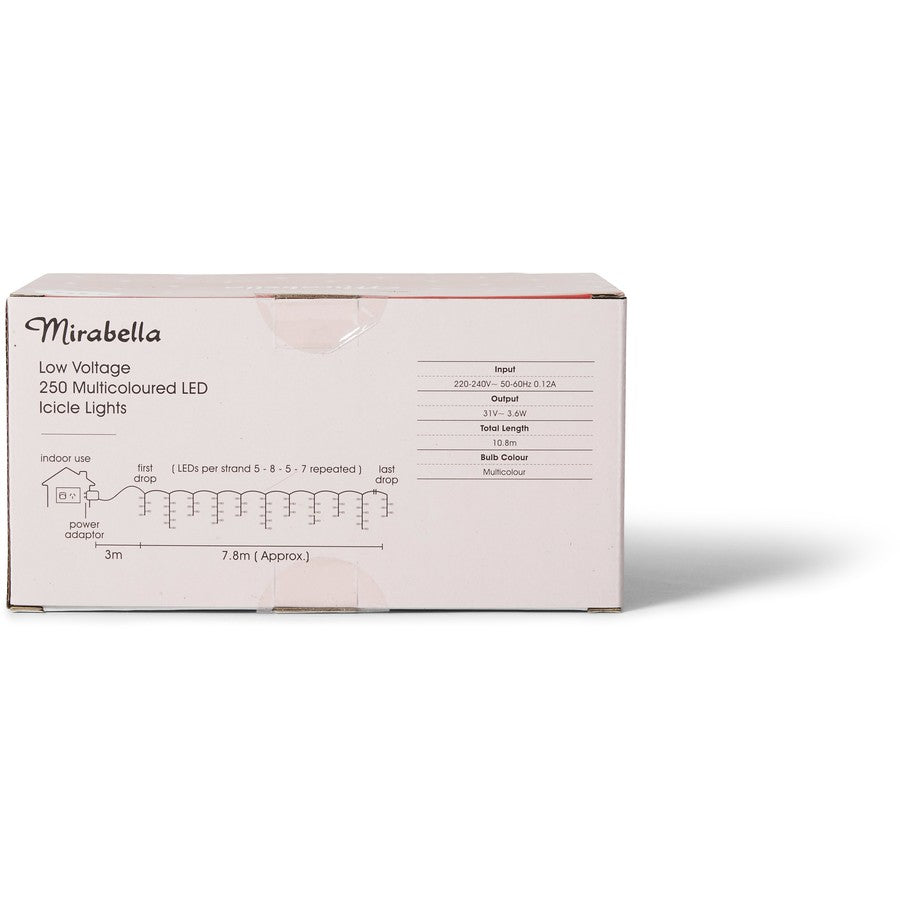 Mirabella Christmas 7.8m Low Voltage 250 Icicle Lights - Multicoloured - TheITmart