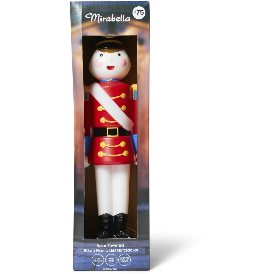 Mirabella Christmas 80cm Warm White Solar Powered LED Nutcracker