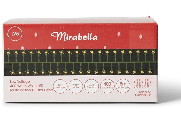 Mirabella Christmas Low Voltage 400 LED Cluster Lights - Warm White