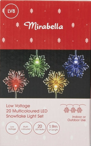 Mirabella Christmas Low Voltage 20 LED Snowflake Light Set - Multicoloured