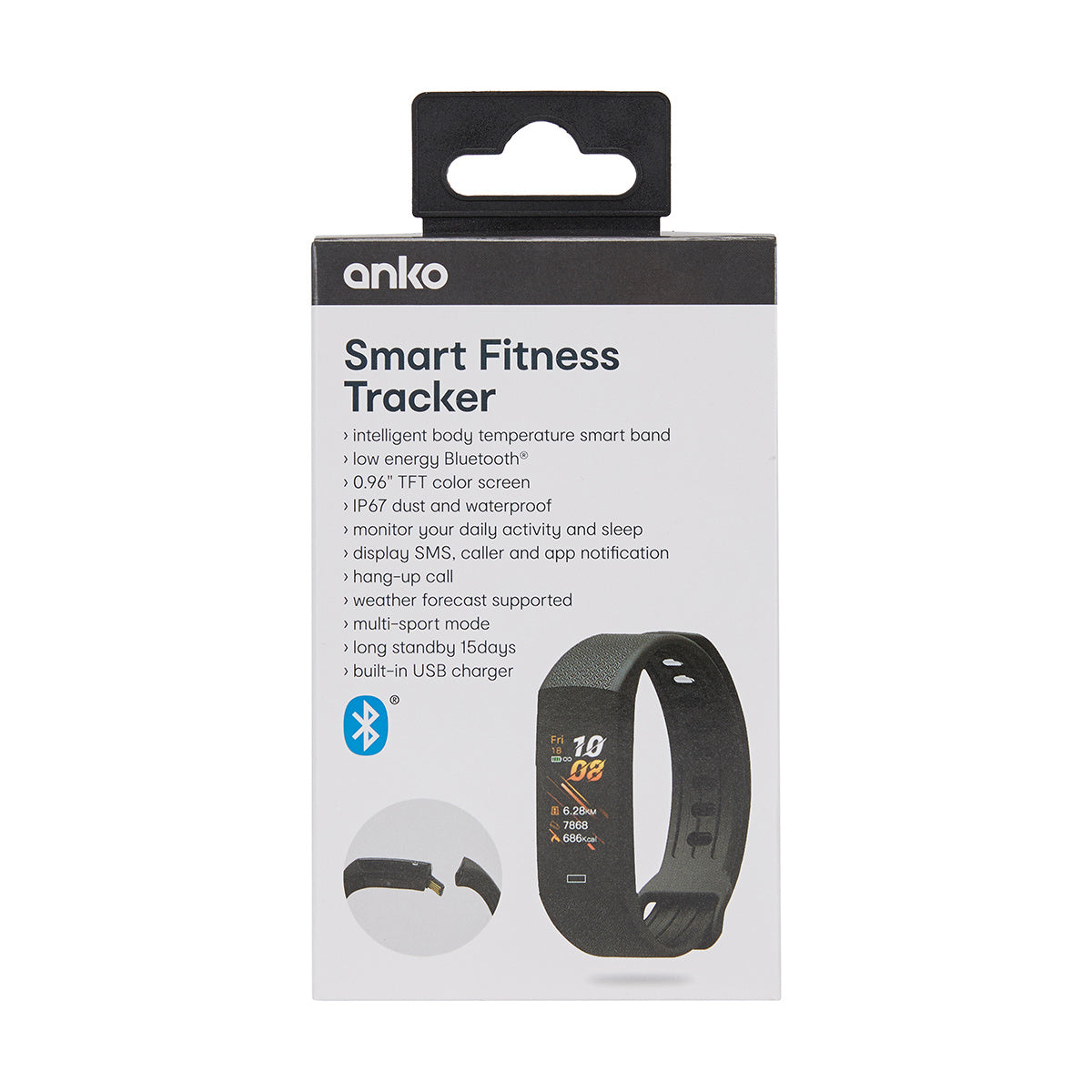 Anko Smart Fitness Tracker - Black / Multi Sport Mode - TheITmart