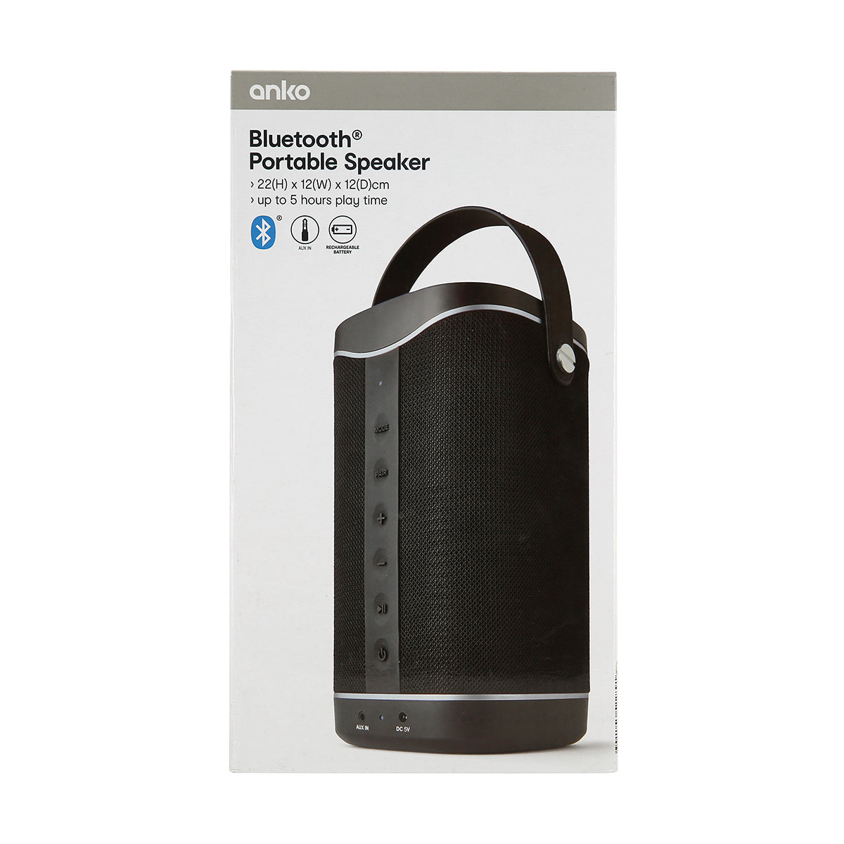 Anko Bluetooth Portable Speaker - Black - TheITmart