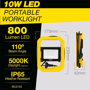 Arlec 10W 800lm LED Portable Worklight with 360 Degree Swivel Hanging Hook