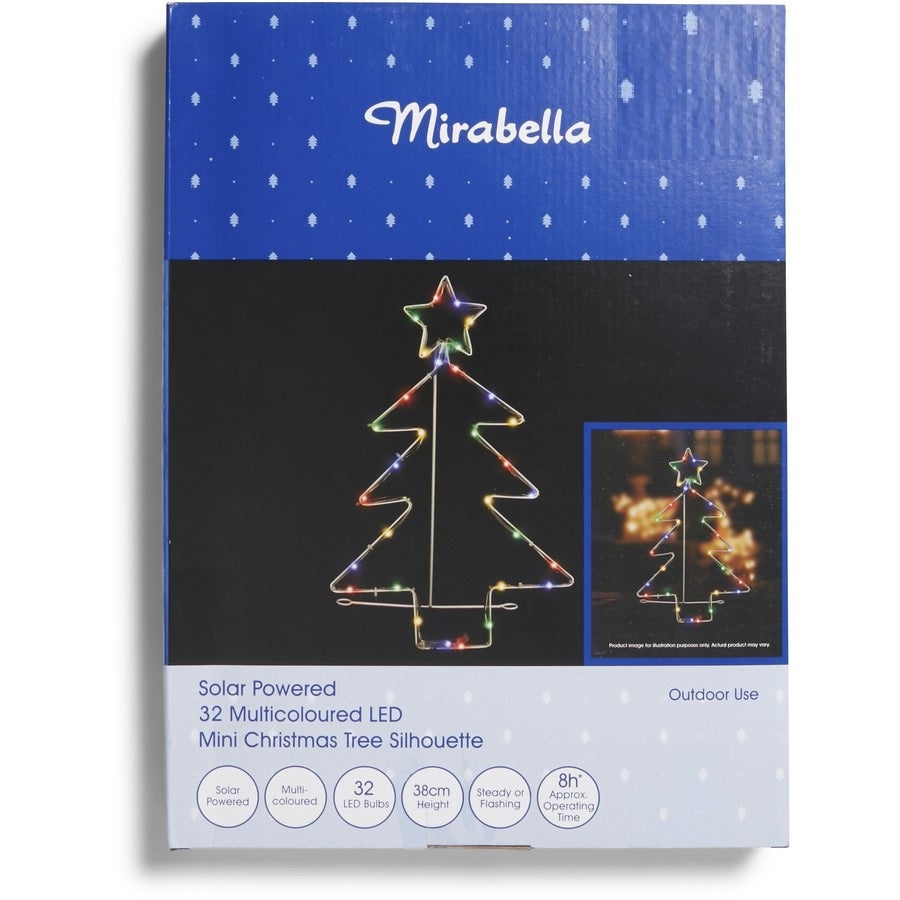 Mirabella Christmas Solar Powered 60 LED Mini Christmas Tree Silhouette