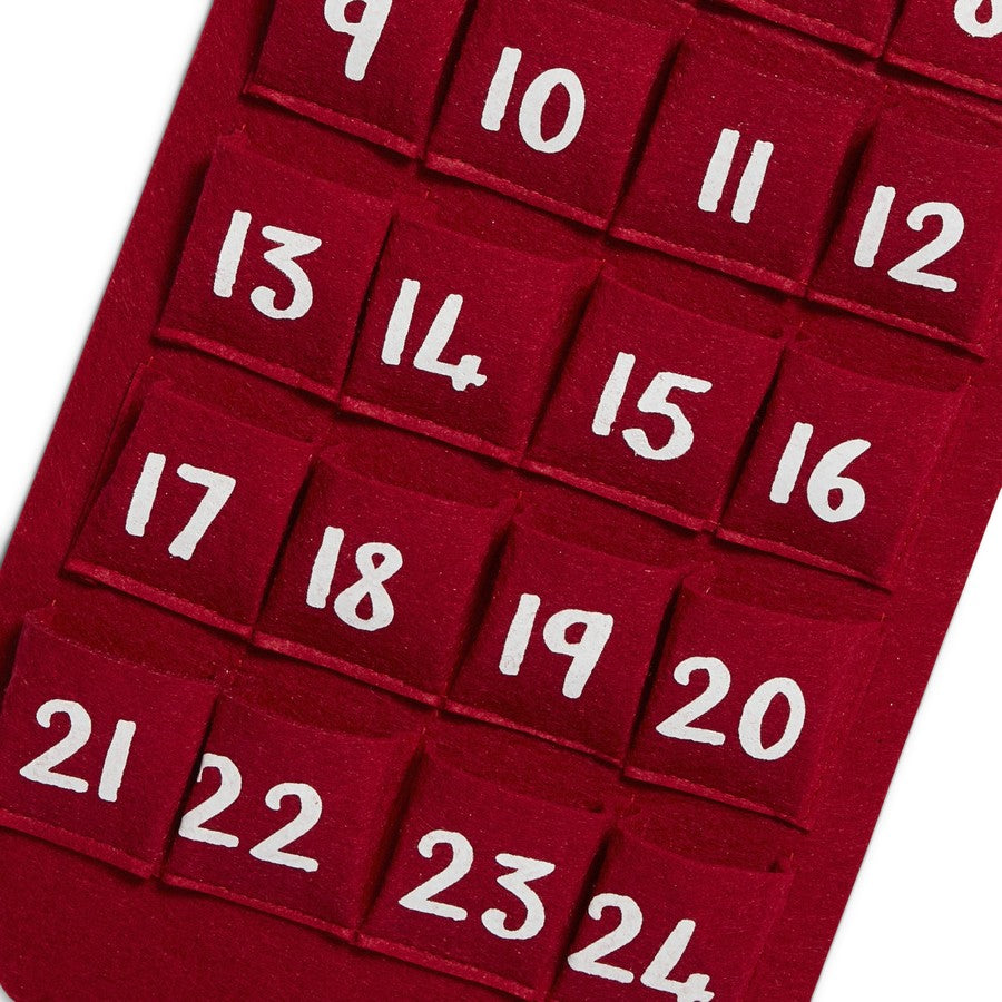 Festive Christmas Count Down Santa Felt Advent Calendar - Red