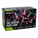 Lytworx 200 Purple Frosted Solar Fairy Lights - Purple/Pink