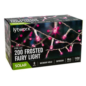 Lytworx 200 Purple Frosted Solar Fairy Lights - Purple/Pink