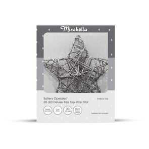 Mirabella Battery Operated 20 LED Deluxe Tree Top Star - Silver
