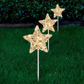 Lytworx 60 LEDs Warm White Solar Star Stake Lights - 3 Pack