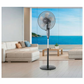 Arlec 40cm Black Pedestal Fan With Remote Control / Oscillating Head