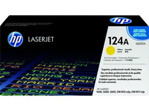 HP 124A Yellow Original LaserJet Toner Cartridge, Q6002A