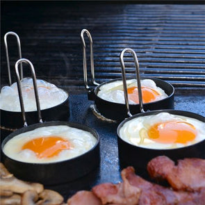 BBQ Buddy Non-Stick 75mm Egg Rings With Handle - 4 Pack / Foldable & Reusable