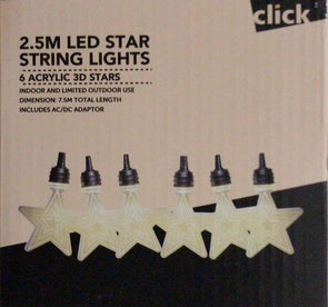 Click 2.5m LED Star String Lights/3D Stars