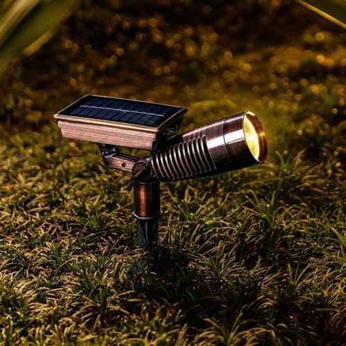 Luxzone 15cm 100 Lumens Brushed Bronze LED Solar Spotlight - TheITmart