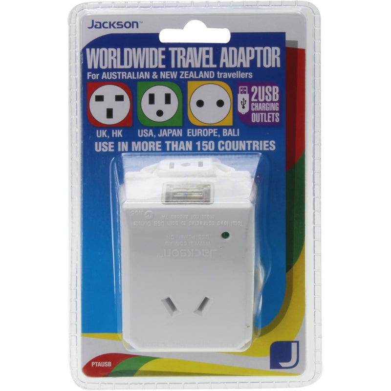 Jackson Universal Travel Adaptor With 2 USB Charge Outlets