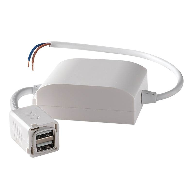 HPM ARTEOR 240V 2 x 2.4A USB Charger Mechanism - White - TheITmart